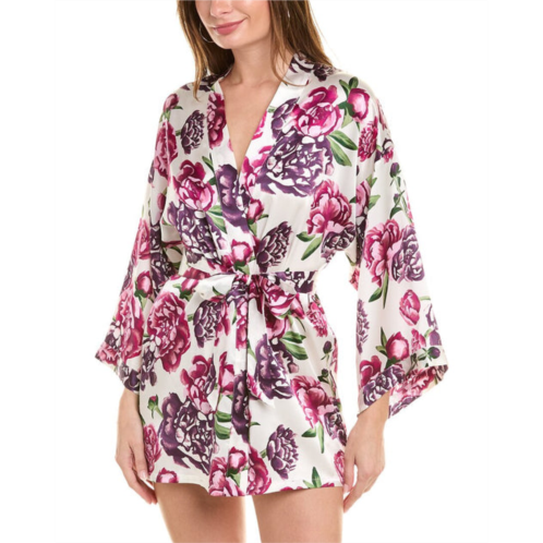Journelle womens celine printed classic silk robe, xs, pink