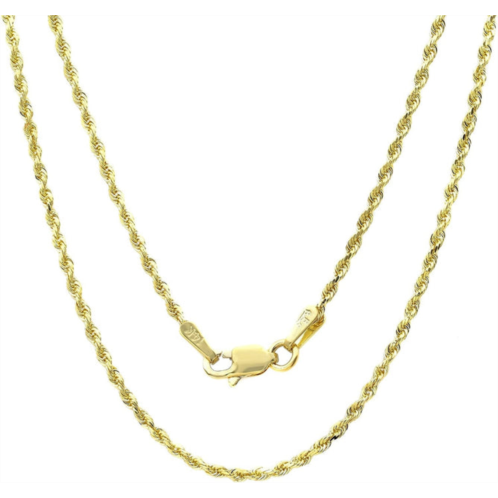A&M 14k gold yellow thin hollow rope chain 16-24