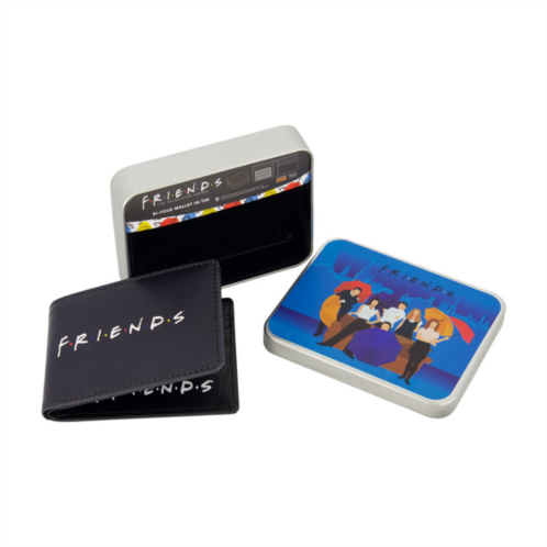 Concept One wb friends logo bifold wallet, slim wallet with decorative tin for men and women