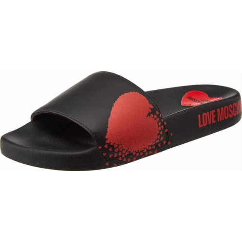 Love Moschino womens pool slide sandal in black