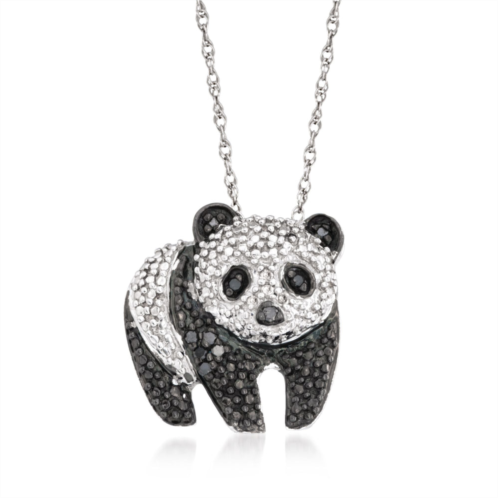 Ross-Simons black and white diamond panda pendant necklace in sterling silver