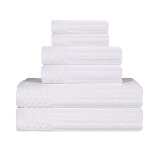 Superior soho cotton textured ribbed checker border absorbent 6-piece towel set