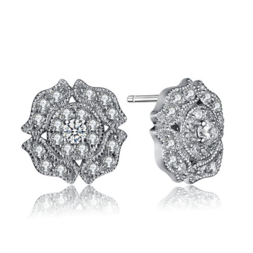 Genevive sterling silver cubic zirconia round stud earrings