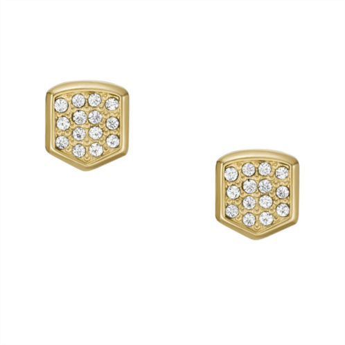 Fossil womens heritage crest gold-tone stainless steel stud earrings
