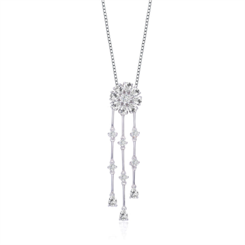 Genevive sterling silver cubic zirconia and white cubic zirconia dangling pendant necklace