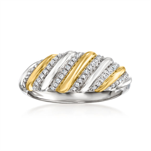 Ross-Simons diamond striped ring in 2-tone sterling silver
