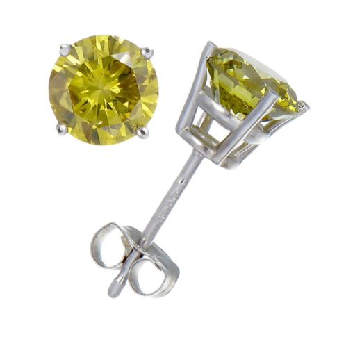 Vir Jewels 3/8 cttw yellow diamond stud earrings 14k white gold round with push backs