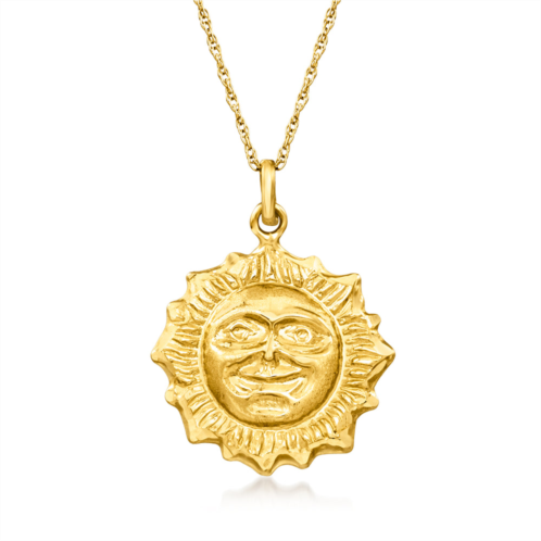 Ross-Simons 14kt yellow gold satin and polished sun pendant necklace