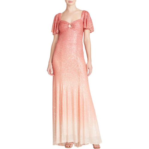 Theia womens sequined maxi evening dress