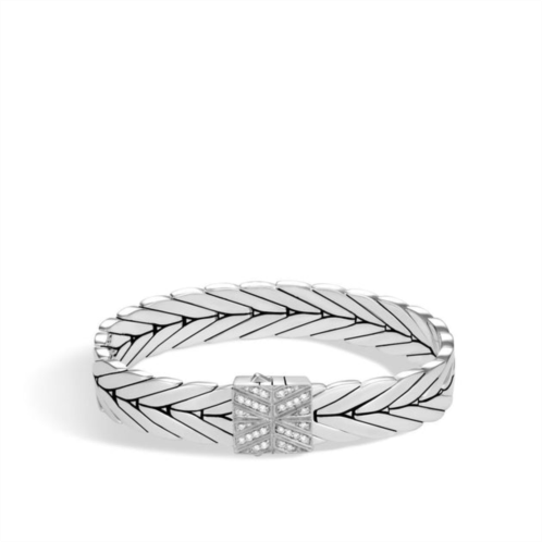 John Hardy modern chain 11mm bracelet in silver with diamonds