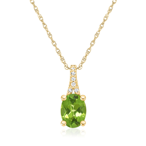 Ross-Simons peridot pendant necklace with diamond accents in 14kt yellow gold