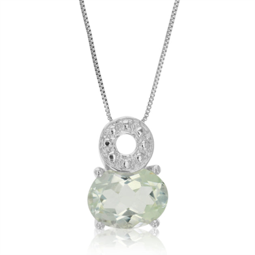 Vir Jewels 1 cttw pendant necklace, green amethyst oval pendant necklace for women in .925 sterling silver with rhodium, 18 inch chain, prong setting