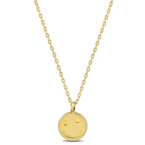Mimi & Max smiley face pendant with chain in 14k yellow gold - 17 in