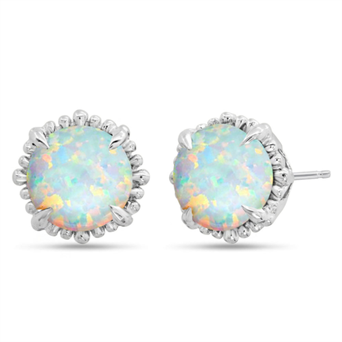 Nicole Miller sterling silver with 8mm round cut gemstone halo stud earrings