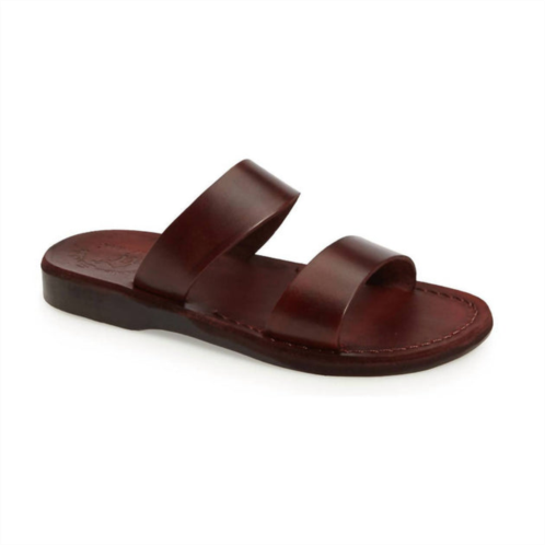 Jerusalem Sandals mens aviv leather double strap sandal in brown