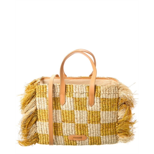 POOLSIDE the tropical fringe straw tote