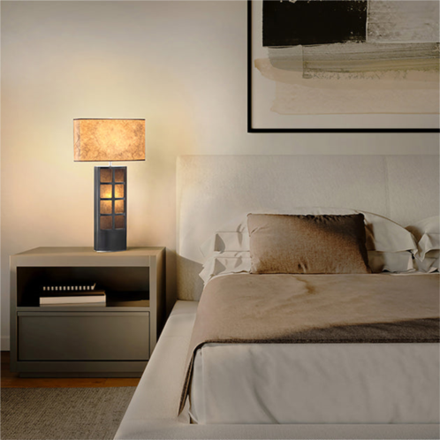 Nova of California ventana 32 table lamp in espresso and brushed nickel with night light feature and 4-way rotary switch