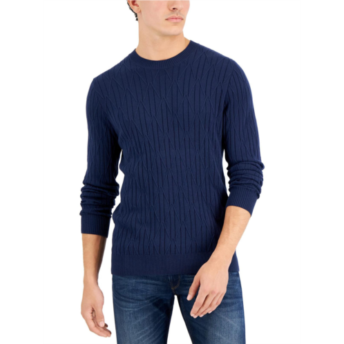 Alfani mens cable knit cotton crewneck sweater