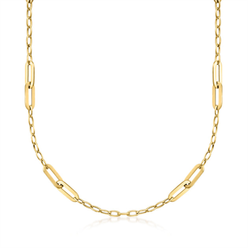 Ross-Simons italian 14kt yellow gold alternating cable and paper clip link necklace