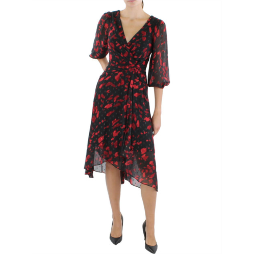 DKNY womens chiffon printed midi dress