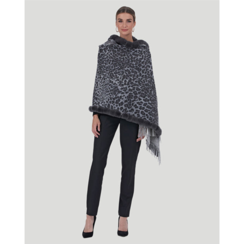 Gorski double face cashmere stole with rex rabbit square top and bottom