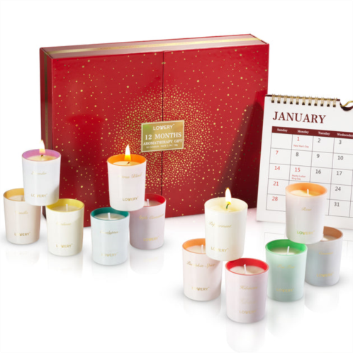 Lovery 15-pc. candle gift set with 12 scented home candles, calendar & gold pen