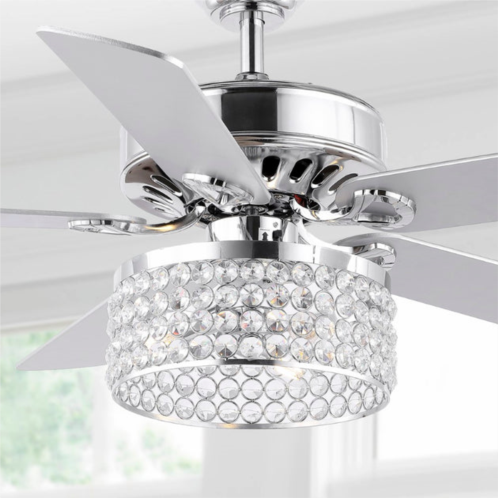 JONATHAN Y kristie 52 3-light crystal/metal modern glam drum led ceiling fan with remote