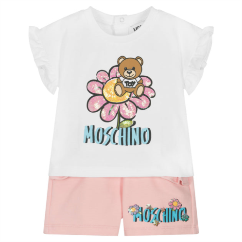 Moschino pink teddy cotton shorts set