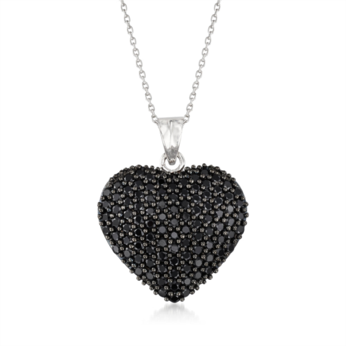 Ross-Simons black spinel heart pendant necklace in sterling silver