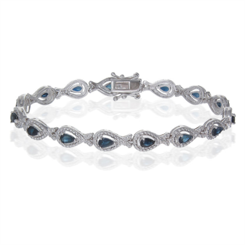 Vir Jewels 3.60 cttw classic pear shape blue sapphire bracelet brass with rhodium plating