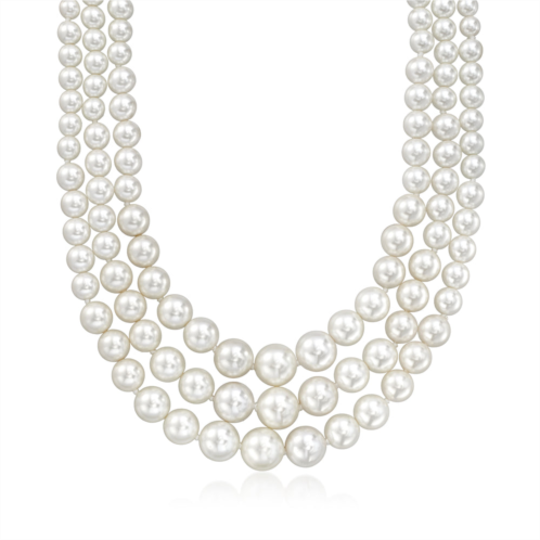 Ross-Simons 6-12mm shell pearl graduated 3-strand necklace with sterling silver