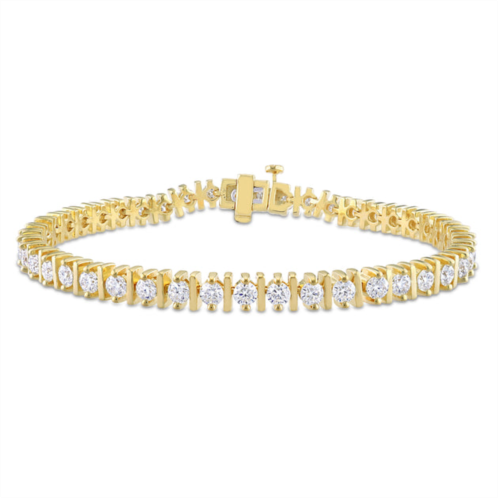 Mimi & Max 4 1/2ct dew created moissanite bar tennis bracelet in yellow plated sterling silver