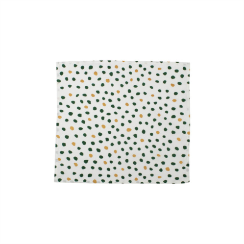 VIETRI bohemian linens dot green/gold napkins - set of 4