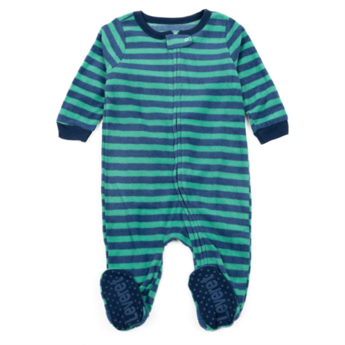 Leveret kids footed fleece pajamas striped