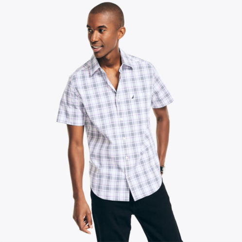 Nautica mens wrinkle-resistant plaid wear to work short-sleeve shirt