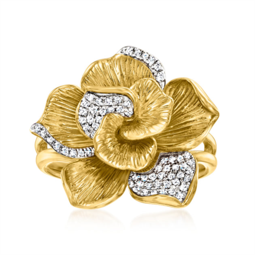 Ross-Simons diamond flower ring in 18kt gold over sterling