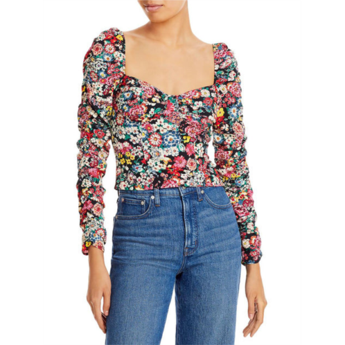 WAYF womens floral smocked cropped