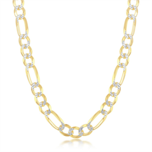 Simona sterling silver pave 7mm figaro chain (180 gauge) - gold plated
