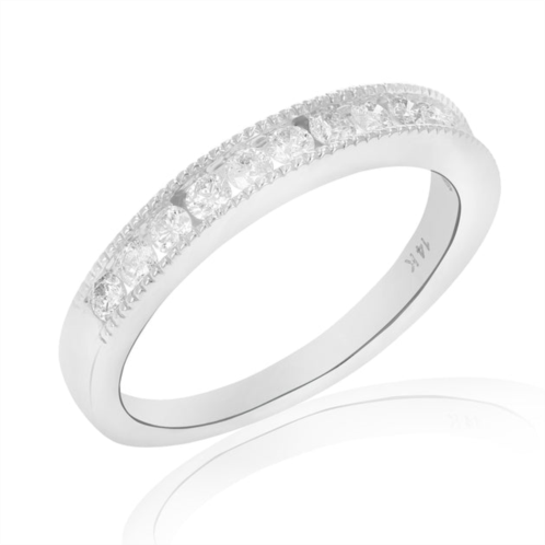Vir Jewels 0.44 cttw diamond wedding band 14k white gold 12 stones round bridal ring