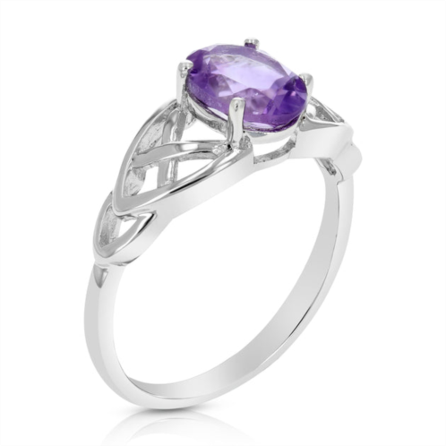 Vir Jewels 1.20 cttw purple amethyst ring .925 sterling silver with rhodium oval 8x6 mm