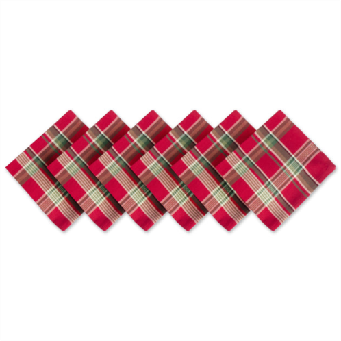 DII christmas plaid tango red napkin (set of 6)