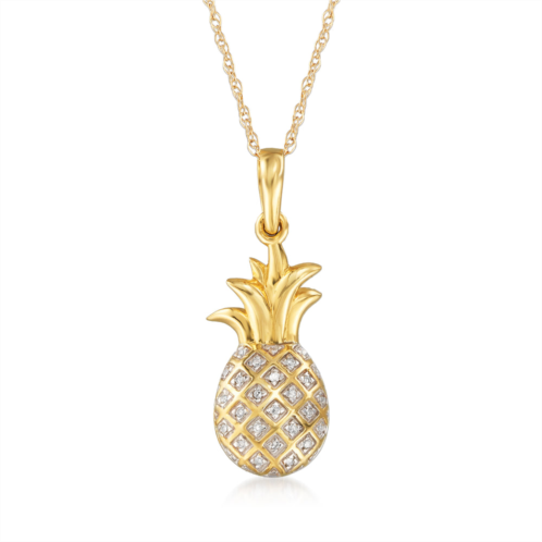Ross-Simons 14kt yellow gold pineapple pendant necklace with diamond accents