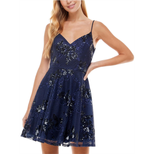 City Studio juniors womens sequined embroidered fit & flare dress