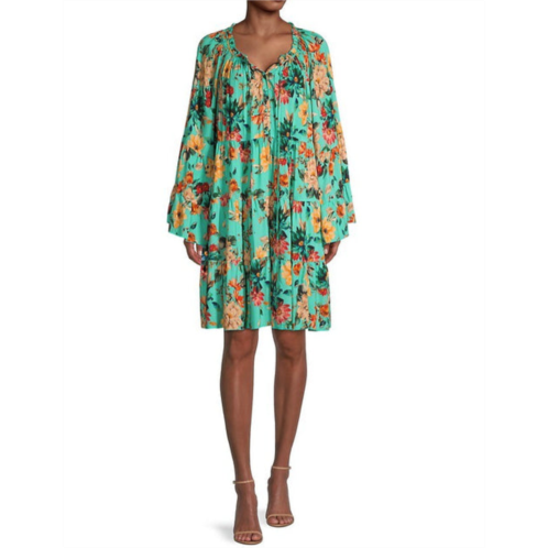 Johnny Was women tulum relaxed floral tiered mini dress multicolor