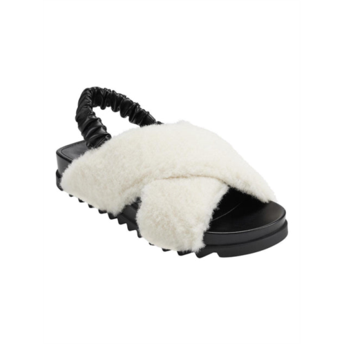 Marc Fisher javin womens faux fur flat slingback sandals
