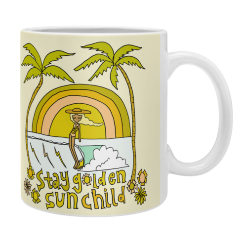 Deny Designs surfy birdy stay golden sun child retro surf coffee mug