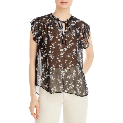Status by Chenault womens tie-neck flutter sleeve blouse