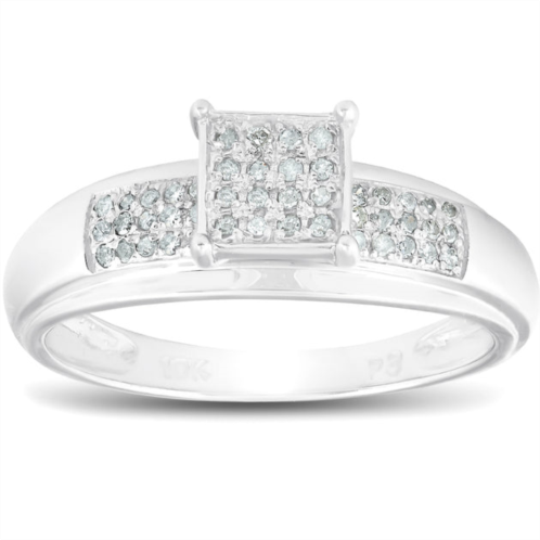 Pompeii3 1/4ct princess cut diamond engagement pave ring solid 10k white gold