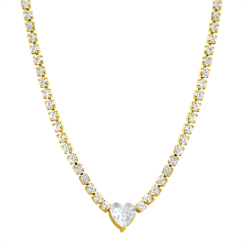 Adornia water resistant crystal heart tennis chain necklace gold