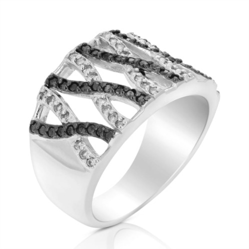 Vir Jewels 2/3 cttw black and white diamond ring .925 sterling silver with rhodium